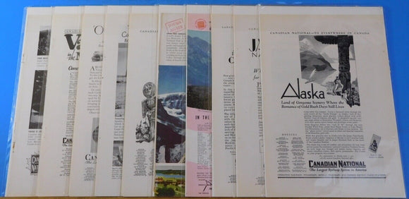 Ads Canadian National Ry Lot #10 Advertisements from Various Magazines (10)