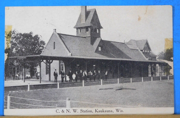 Postcard C&NW Station Kaukauna Wis. Postmarked 1921Chicago & North Western