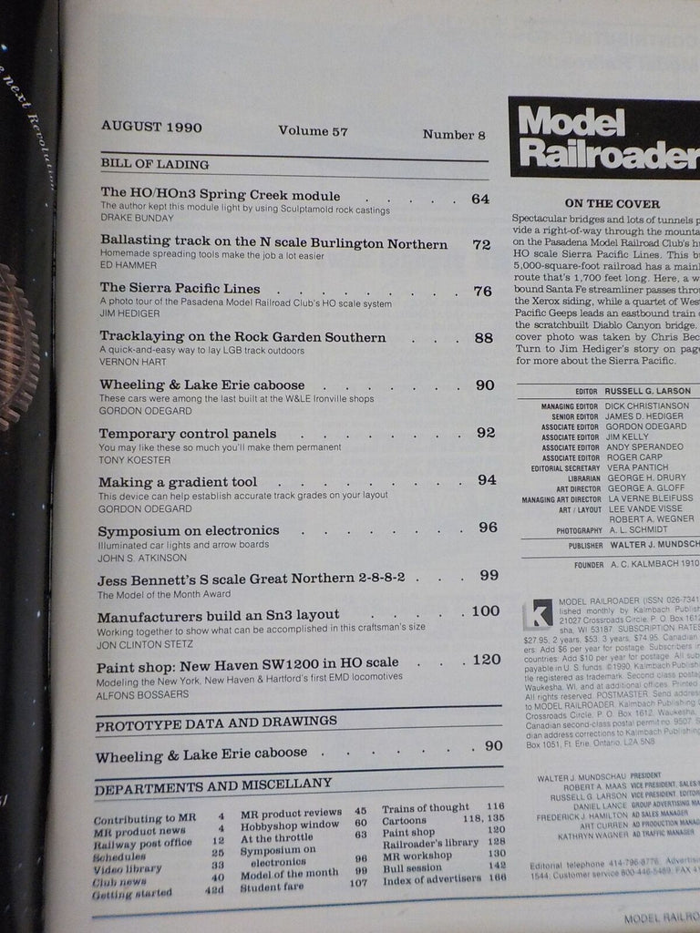Model Railroader Magazine 1990 August How to Lay track outdooors Balla ...