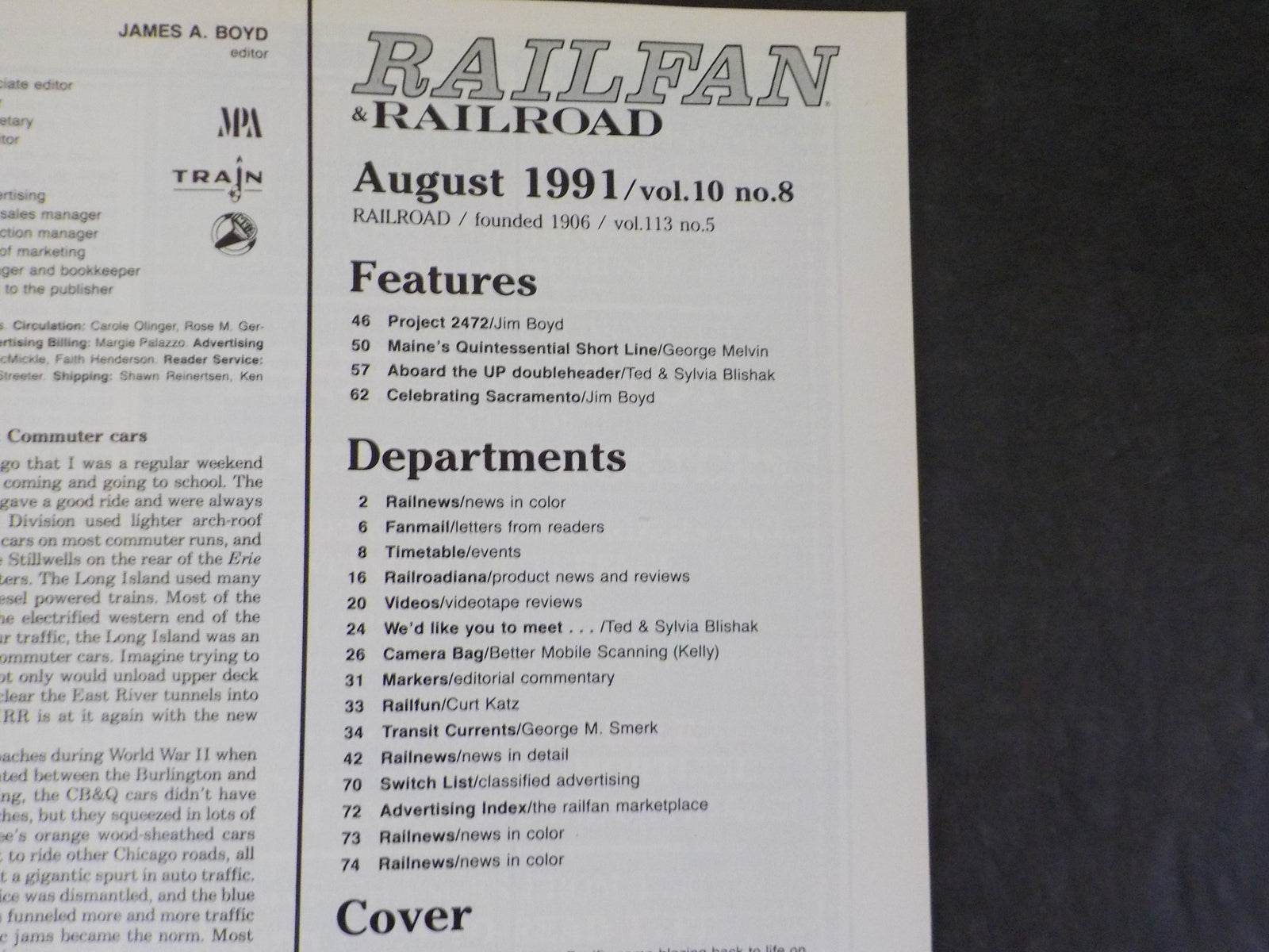 Railfan & Railroad Magazine 1991 August Celebrating Sacramento Maine s ...