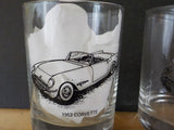 Corvette glasses lot of 3  1953 Corvette drinking glassses Automobile