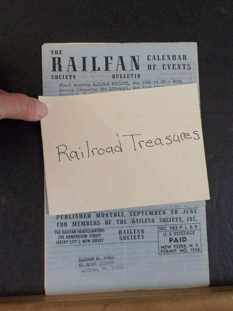 Railfan Society Bulletin 1949 May 13 Readers of Railfan Review New Yor ...