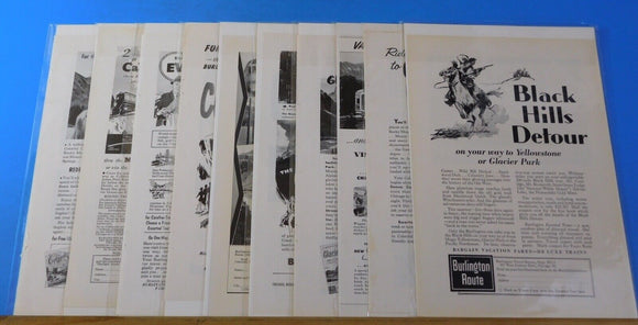 Ads Burlington Route Lot #12 Advertisements from various magazines (10)