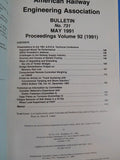 American Railway Engineering Association Bulletin 731 May 1991 Vol 92 AREA