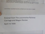 Locomotive Magazine 1935 Lady Baltimore & Lord Baltimore Information 2 pages B&O