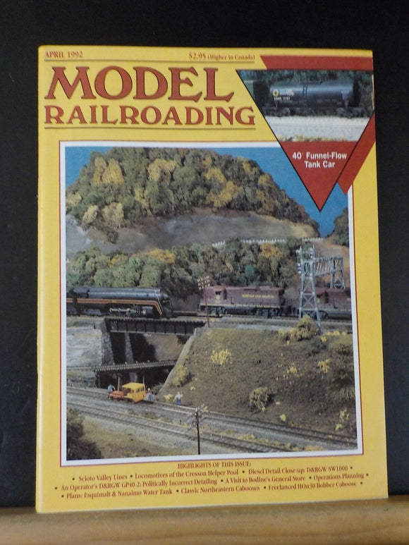 Model Railroading 1992 April 40' funnel flow tank car D&RGW SW1000 Operations pl