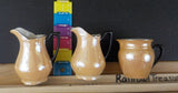 Vintage Czecho-Slovakia W 3 pieces 2 pitchers / 1 creamers Tan with dark trim