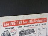 Model Builder 1947 September Lionel Magazine Turntables Machine shop Express wag