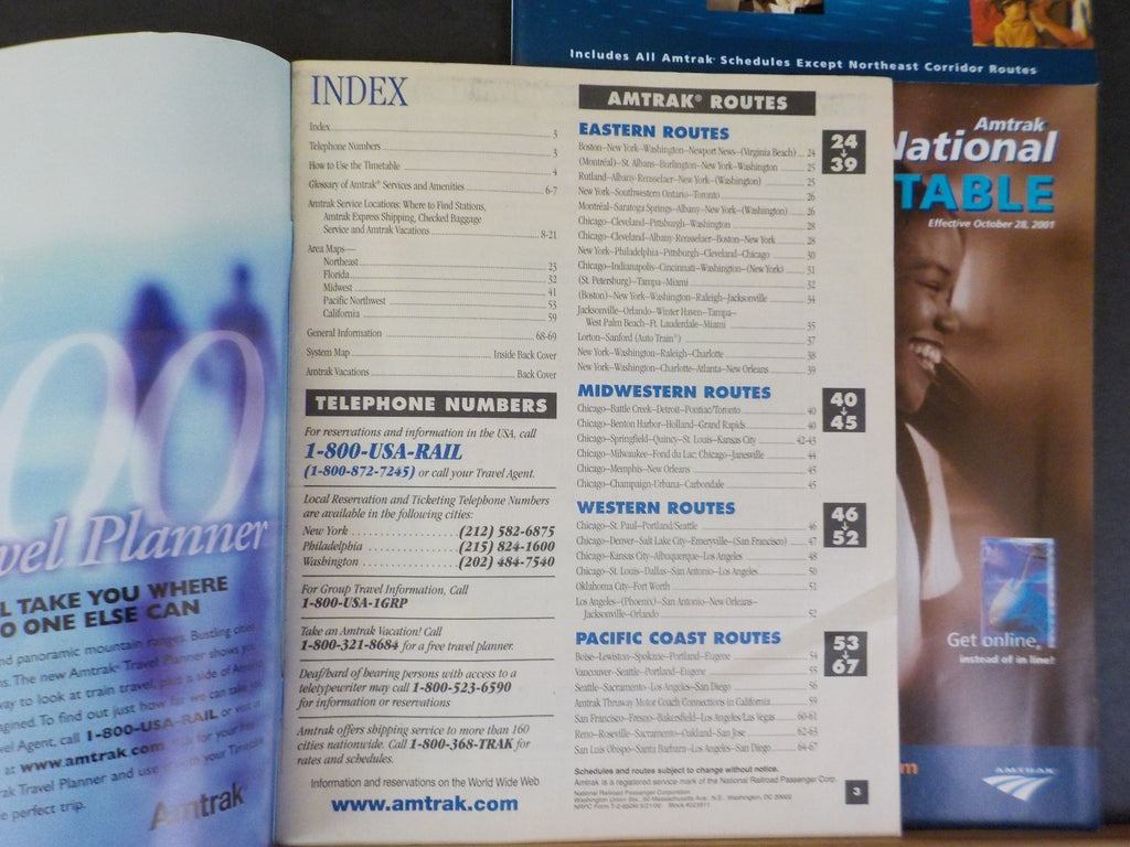Amtrak National Timetable 2 various time tables 2000 – RailroadTreasures