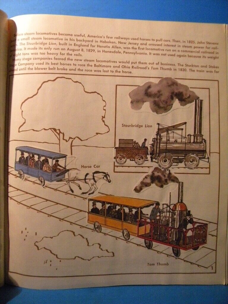 Discover Trains Their Journey Across America Sticker Book 1976 One pag ...