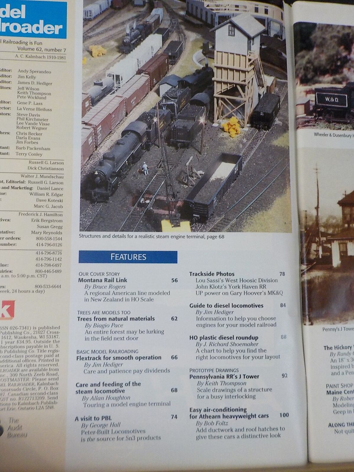 Prr Tower R Model Railroader Magazine 1995 July Montana Rail Link HO Scale PRR Tow ...