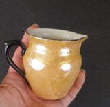 Vintage Czecho-Slovakia W 3 pieces 2 pitchers / 1 creamers Tan with dark trim