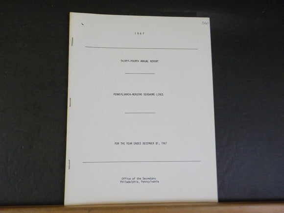 Pennsylvania-Reading Seashore Lines annual report 1967 34th annual annual