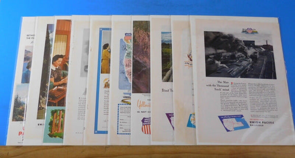 Ads Union Pacific Railroad Lot #33 Advertisements from various magazines (10)