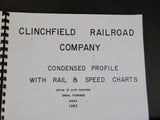 Clinchfield Railroad Company Condensed Profile Rail Speed & Speed Charts 1982 SC