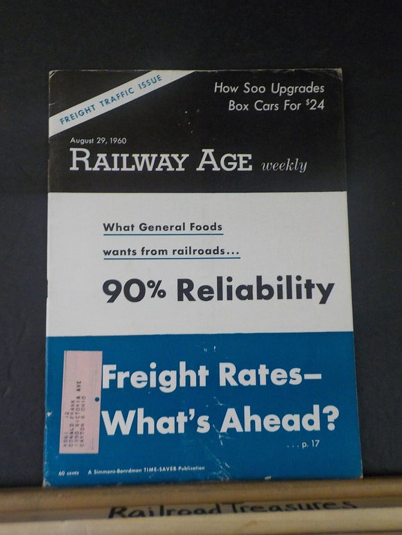 Railway Age 1960 August 29 Weekly Freight traffic issue SOO upgrades box cars