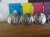 Button W Wabash Lot of 5 Silver in color large buttons silver in color large