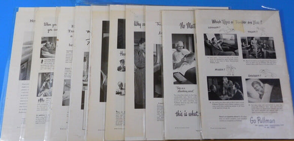 Ads Pullman Company Lot #1 Advertisements from various magazines (10)