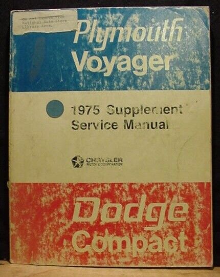 Plymouth Voyager 1975 Supplemental Service Manual Chrys