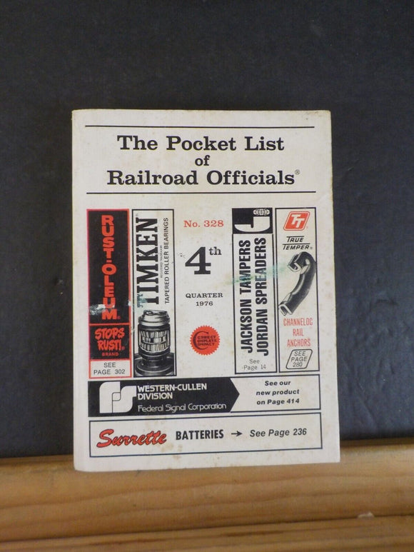 Pocket List of Railroad Officials #328 1976 4th quarter
