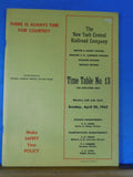 New York Central Railroad Company Employee Timetable #13 April 28 1963