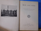 Iron and Steel  by JH Stansbie HArd Cover  1908  375 pages Westminister Series