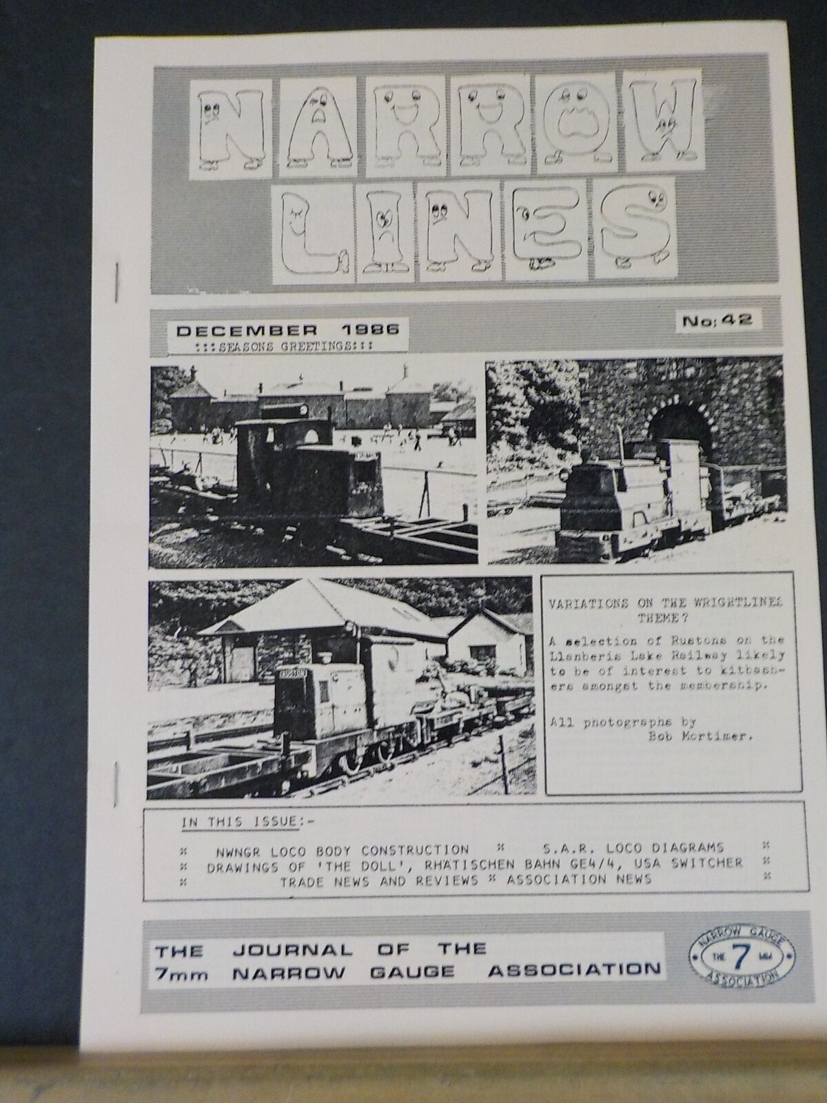 Nwngr Lettering Narrow Lines Journal #42 1986 December S.A.R. Loco Diagrams NWNGR Loco ...