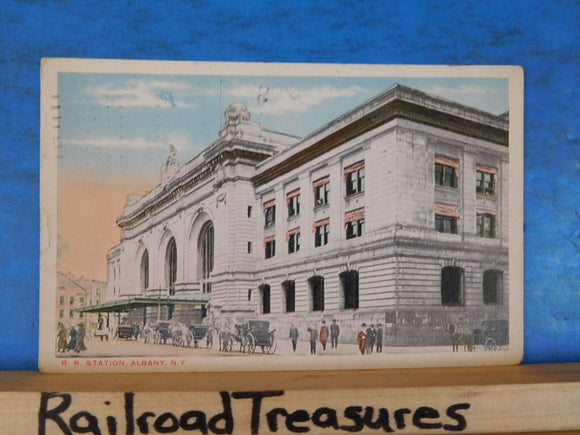 Postcard Railroad Station, Albany, NY 1916 To Florence Beach MA