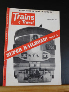 Trains Magazine 1954 January  Trains & Travel Super Railroad Santa Fw