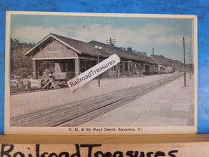 Postcard CM&St Paul Depot Savanna IL