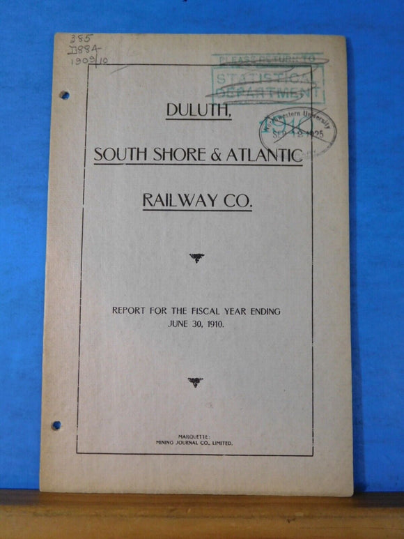 Duluth South Shore & Atlantic Railway Co Annual Report 1910