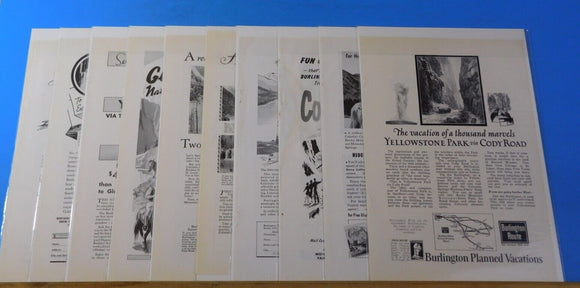 Ads Burlington Route Lot #9 Advertisements from various magazines (10)