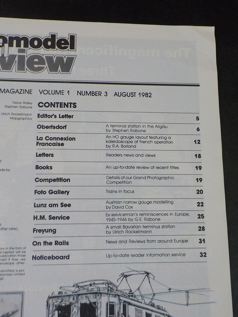 Stephen Rabone Euromodel Rail Review Magazine 1982 August Vol 1 #3 Obertsdorf Freyung ...