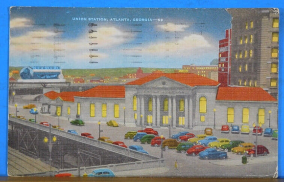 Postcard Union Station Atlanta Georgia 1948 Atlanta Georgia