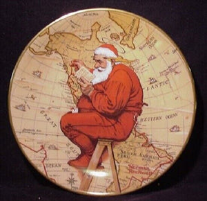 Plate Santa Plans His Visit collectible plate Rockwell Gorham F0033