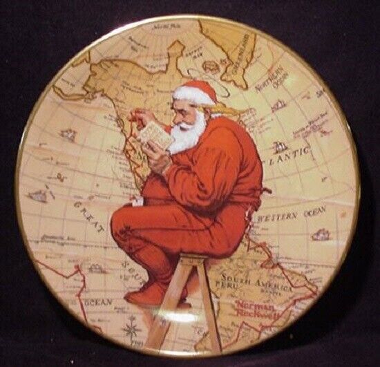 Plate Santa Plans His Visit collectible plate Rockwell Gorham F0033