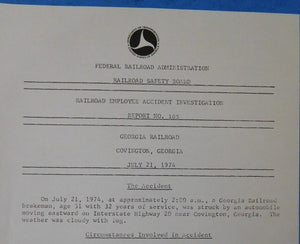 Railroad Employee Accident Investigation Report #105 Georgia Railroad Covington