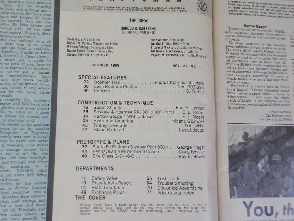Railroad Model Craftsman Magazine 1968 October RMC Slip switchery CP H ...