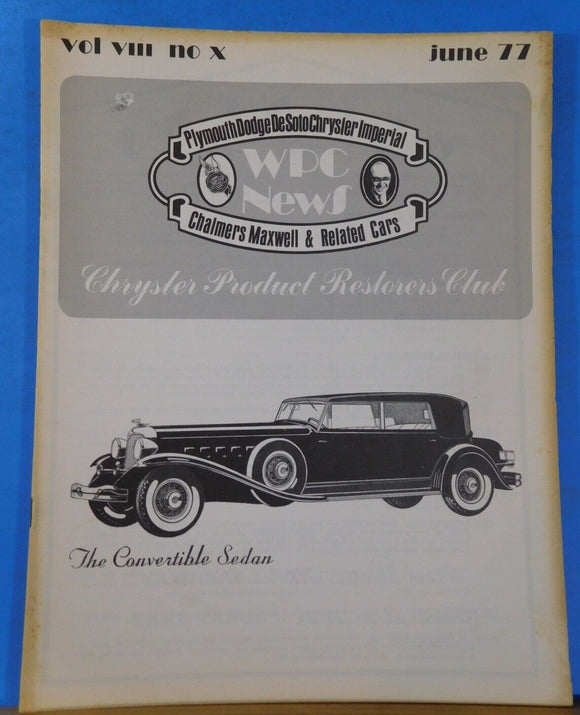 WPC News 1977 June Chrysler Imperial Custom Eight Six B