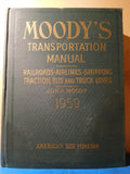 Moody’s Transportation Manual 1959 HC Railroads Airlines Shipping Traction