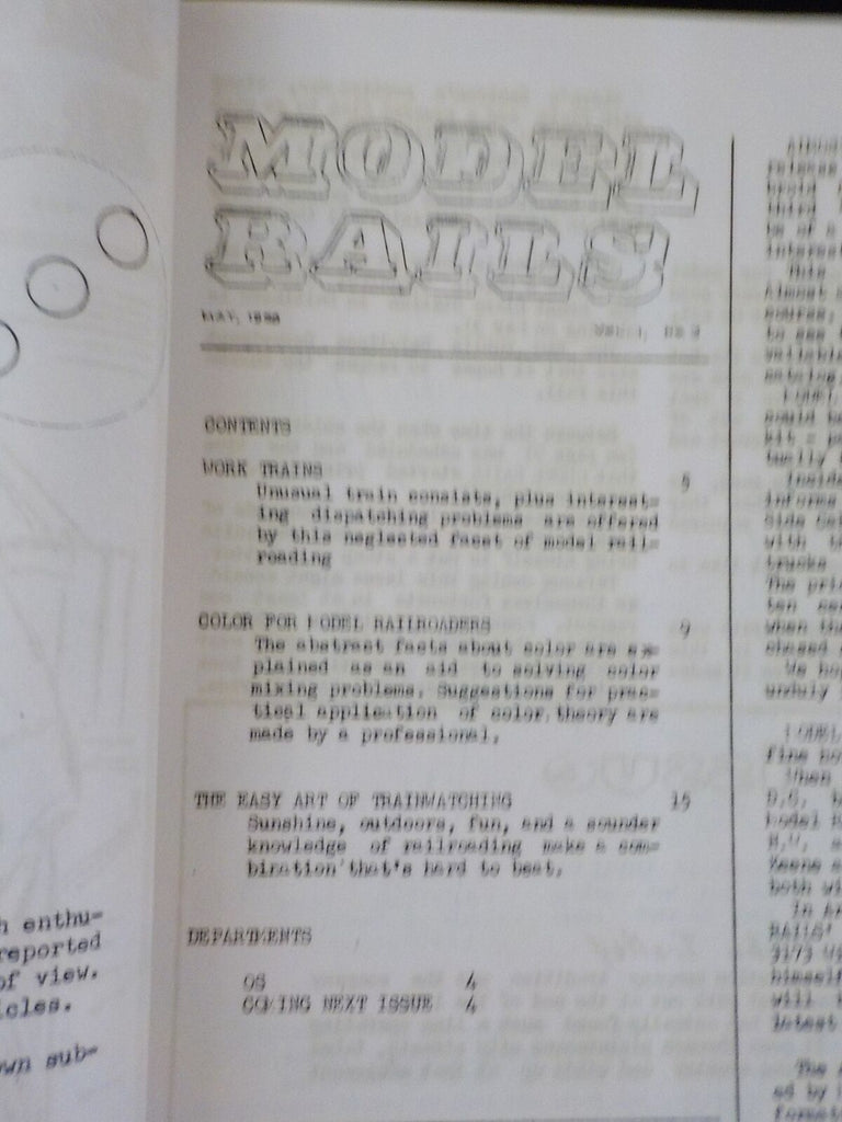 Model Rails Magazine Vol 1 #3 1958 May Work Trains Train Watching ...