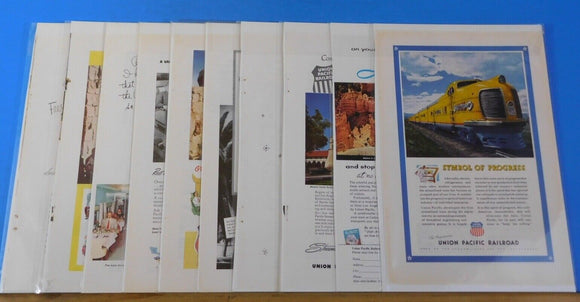 Ads Union Pacific Railroad Lot #6 Advertisements from various magazines (10)