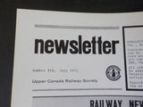 Upper Canada Railway Society Newsletter #318 July 1972 Dining Cars Loco #8921