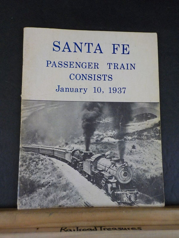 Santa Fe Passenger Train Consists 1937 January 10 Soft Cover