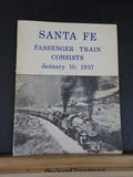 Santa Fe Passenger Train Consists 1937 January 10 Soft Cover