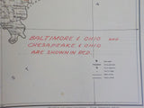 Map Baltimore & Ohio and Chesapeake & Ohio i1916 edition Reprinted 1944 Folded