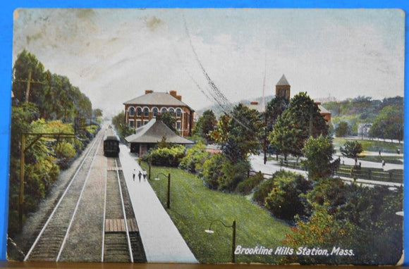 Postcard Brookline Hills Station Massachusetts Postmarked 1908 To WIlliam Boyd