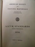 American Society for Testing Materials Part 1 Metals Hard Cover 1930 1000 pages
