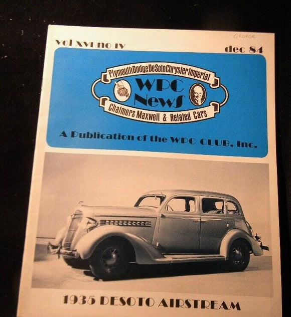 WPC News 1984 December The 1935 DeSoto Airstream