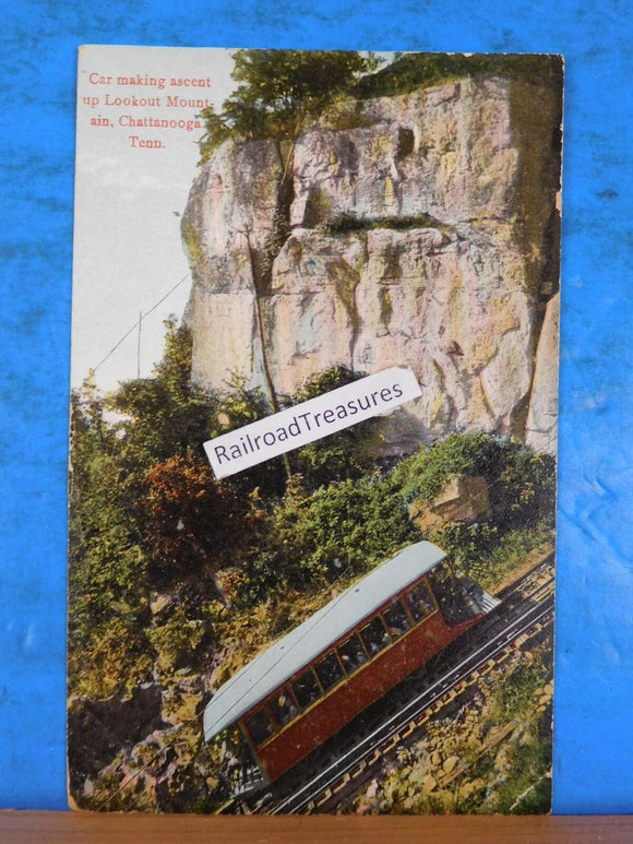 Postcard Car making ascent up Lookout Mountain Chattanooga TN Postmark 1907